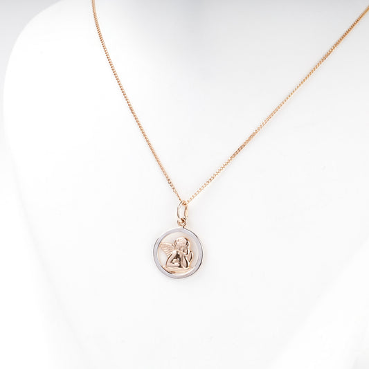 Gold 585 Guardian Angel Pendant, rose and white gold — Kabluchka