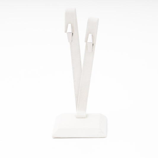 White gold geometric huggie earrings 585 — Kabluchka