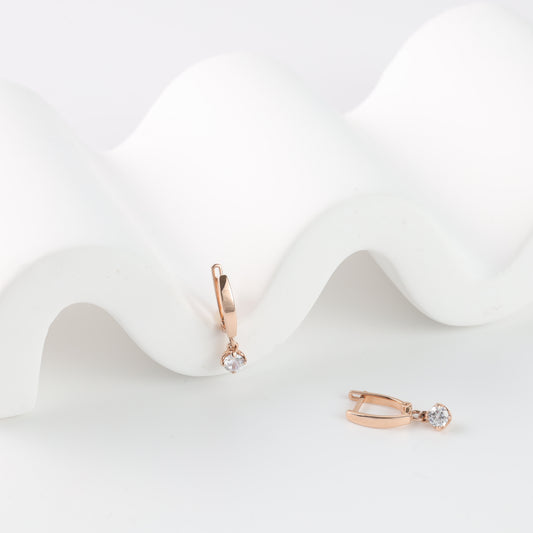 Rose gold children's drop earrings front view - Kabluchka