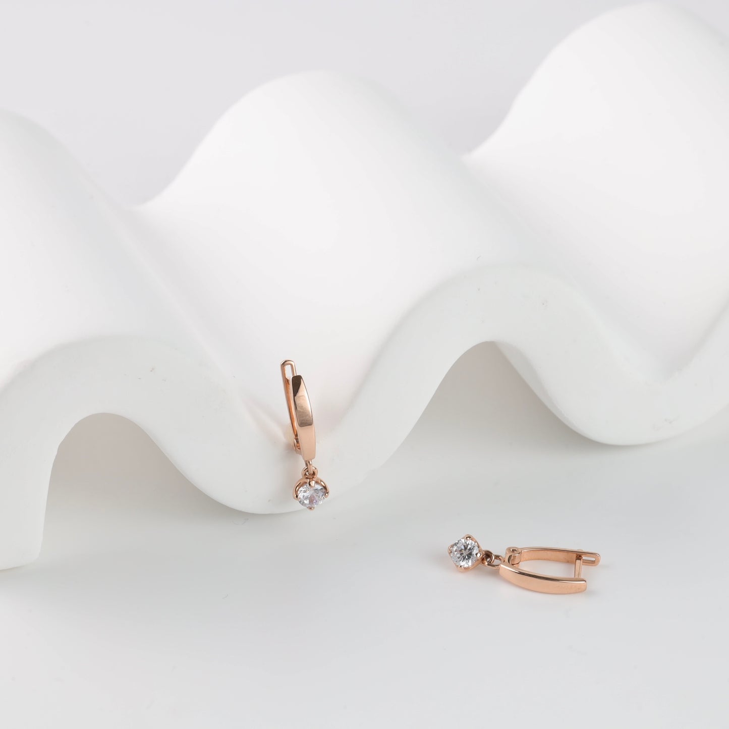 Rose gold children's drop earrings with CZ detail - Kabluchka Jewelry Store