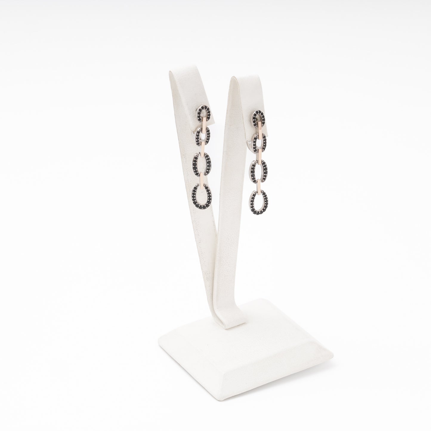 Silver 925 drop earrings with elongated oval link chain — Kabluchka
