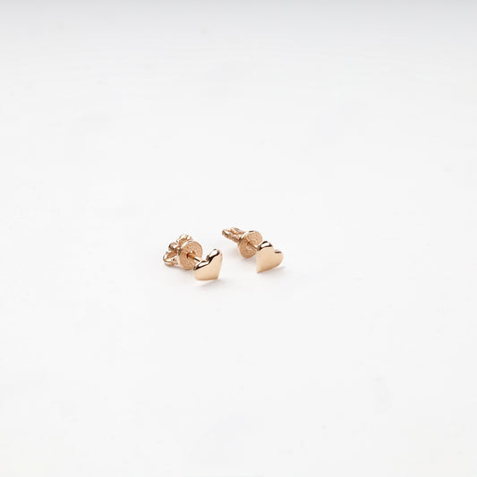 Rose Gold 14K heart stud earrings, product view 2 — Kabluchka