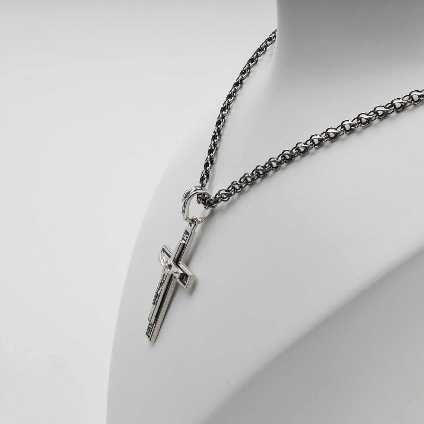 Silver 925 Orthodox crucifix pendant loop detail — Kabluchka