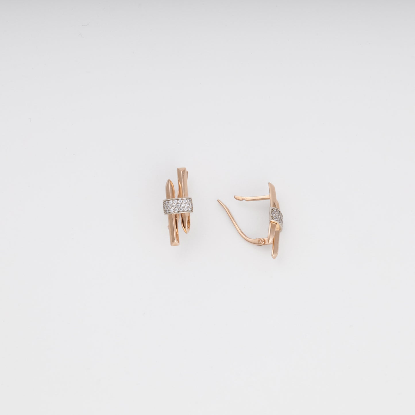 14K rose white gold earrings English lock — Kabluchka