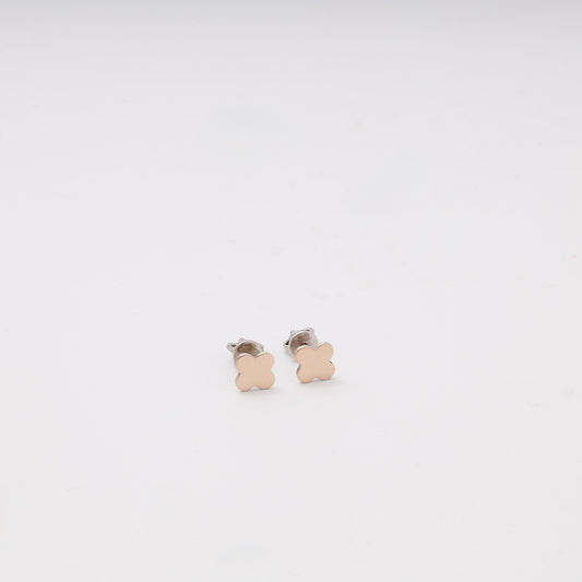 Silver 925 rose gold clover stud earrings — Kabluchka