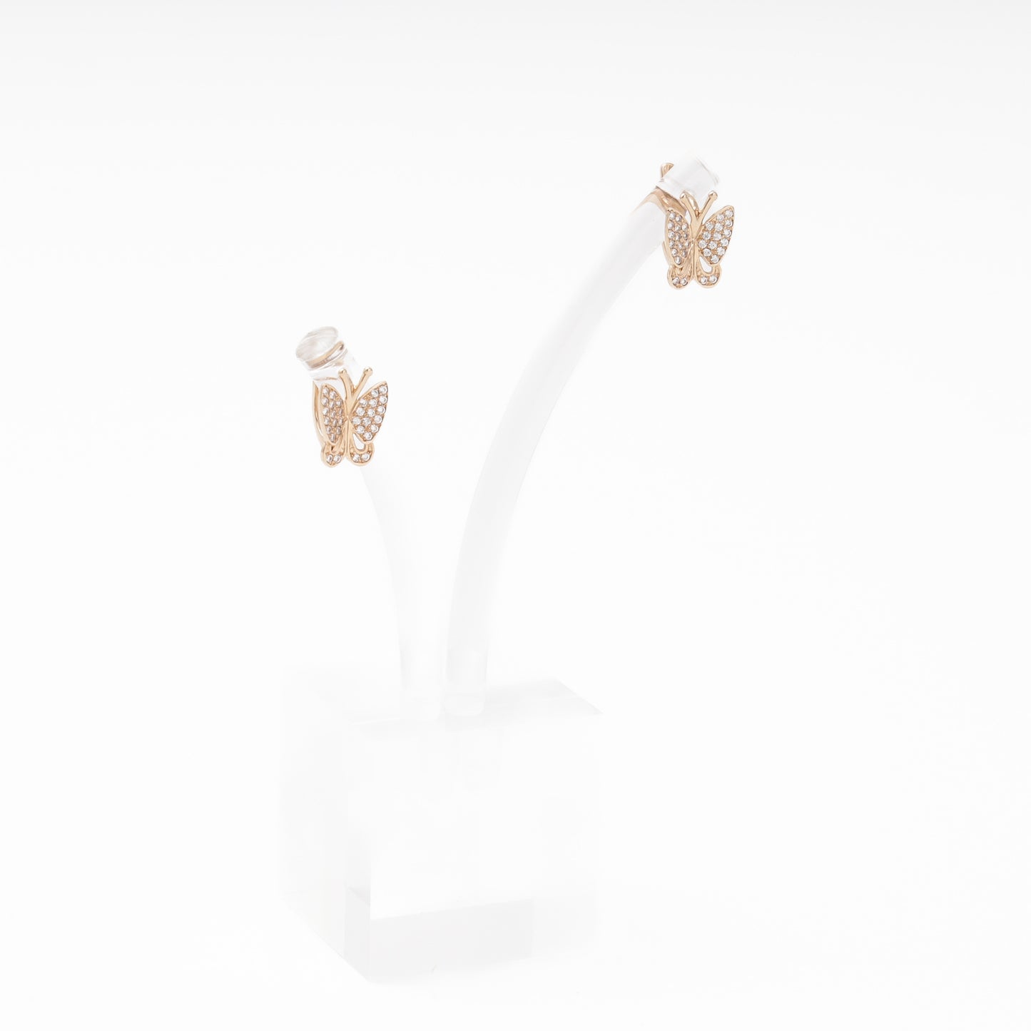 Rose Gold 585 14K Butterfly Earrings Fully Set with CZ — Kabluchka