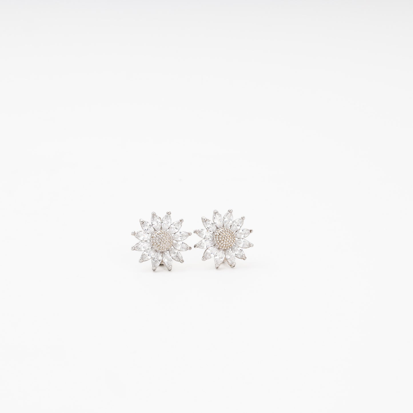 Silver 925 Flower Earrings with Marquise CZ Petals — Kabluchka