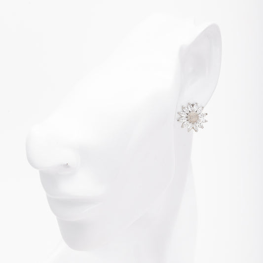 Silver 925 Flower Earrings with Marquise CZ Petals — Kabluchka