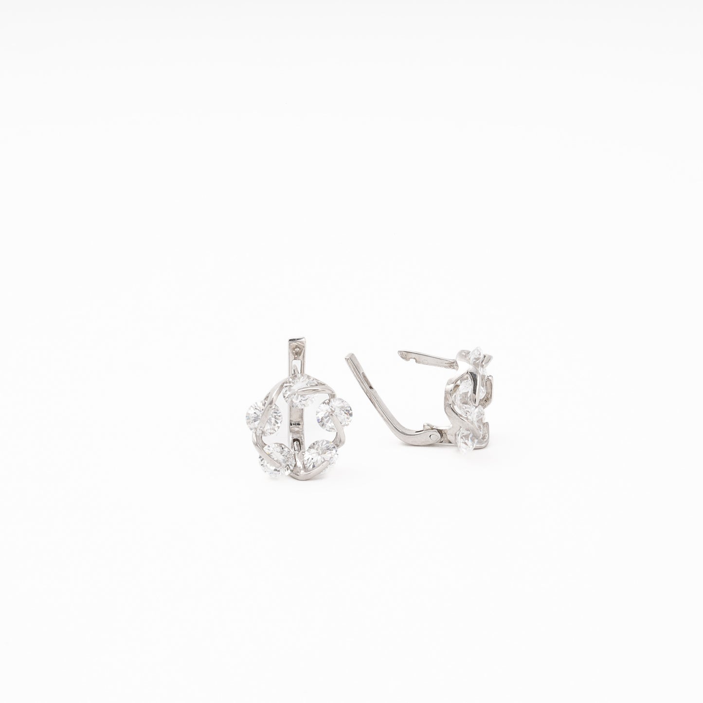 Silver 925 CZ Cluster Earrings pair view — Kabluchka