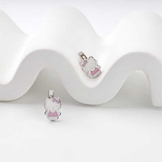 Pink and white enamel figure earrings in Silver 925 — Kabluchka