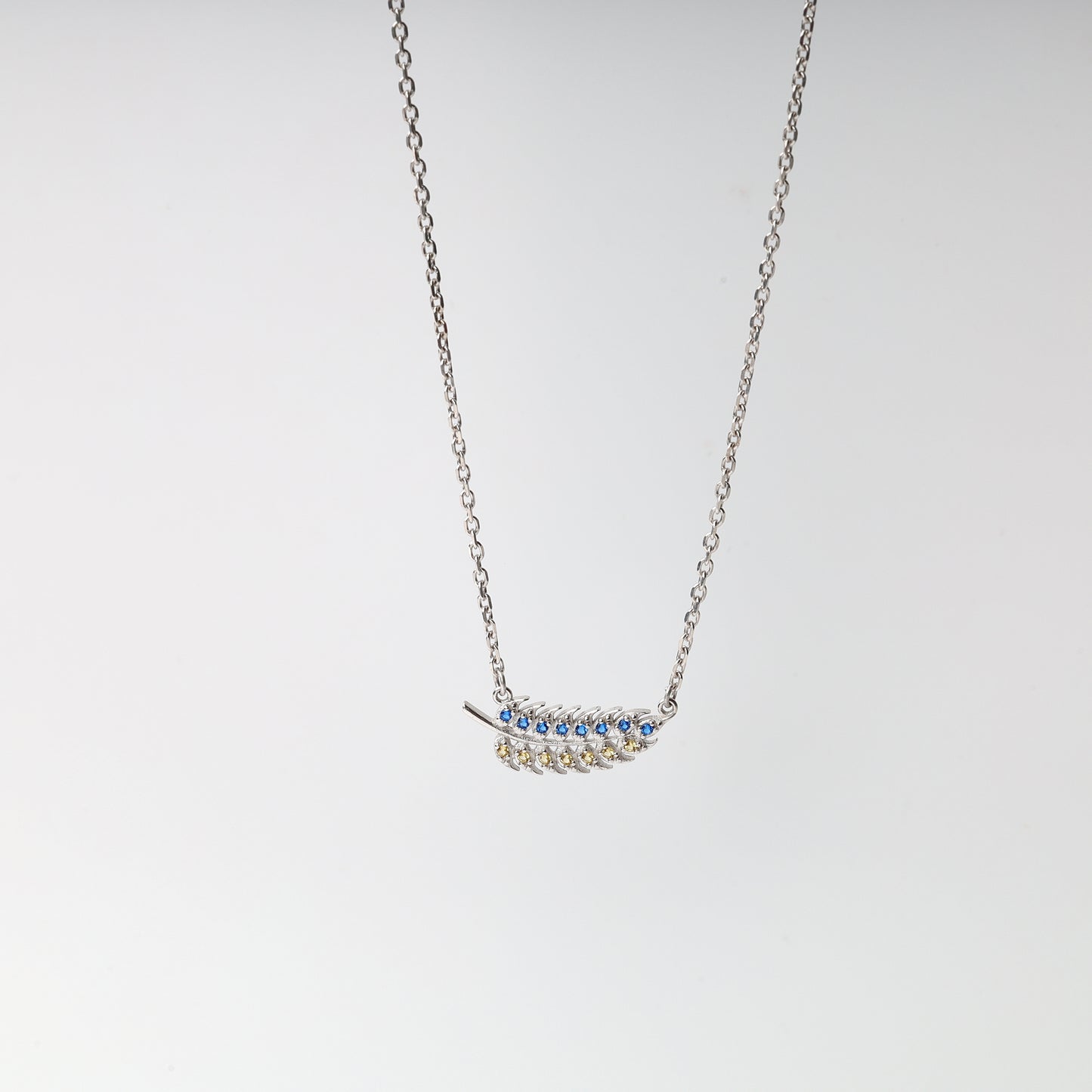 Silver wheat ear necklace Ukrainian colors - Kabluchka Jewelry