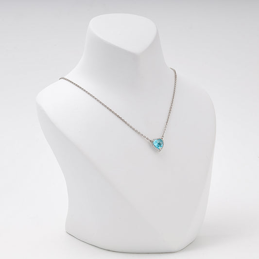 Silver 925 Blue Heart CZ Pendant Necklace on model — Kabluchka