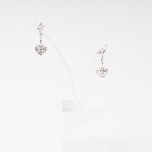 Silver 925 heart tag drop earrings on English lock — Kabluchka