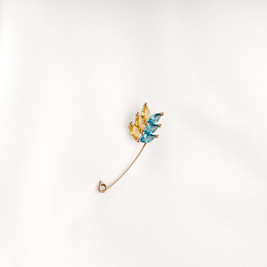 Rose Gold 14K wheat safety pin brooch, angled view