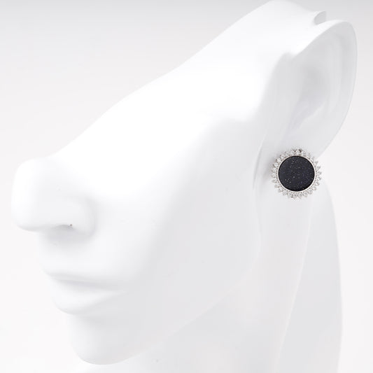 Blue aventurine halo earring shown on ear — Kabluchka