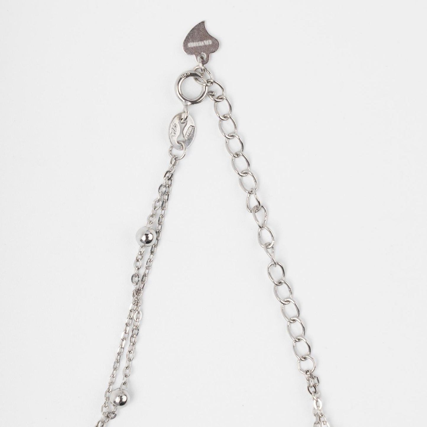 Double Layer Silver Necklace with Opal - Detail View | Jewelry Store Kabluchka