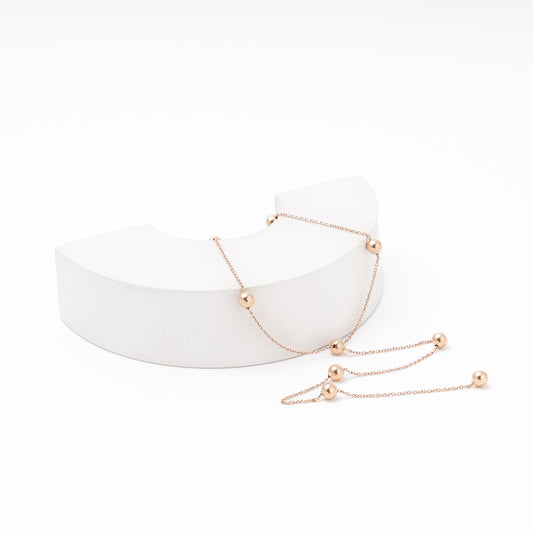 Rose gold Y-necklace with ball stations — Kabluchka
