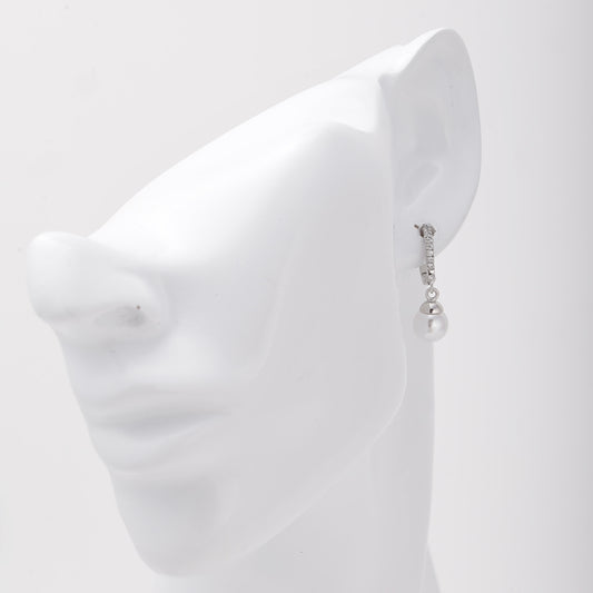 Silver 925 pearl drop earrings with CZ — view 4 — Kabluchka