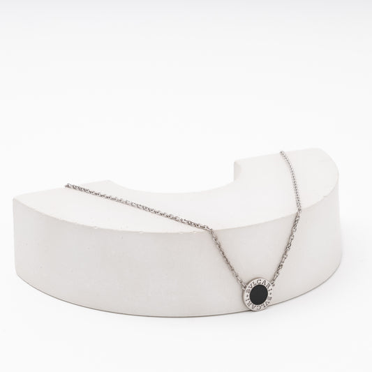 Silver necklace with black enamel pendant, Kabluchka