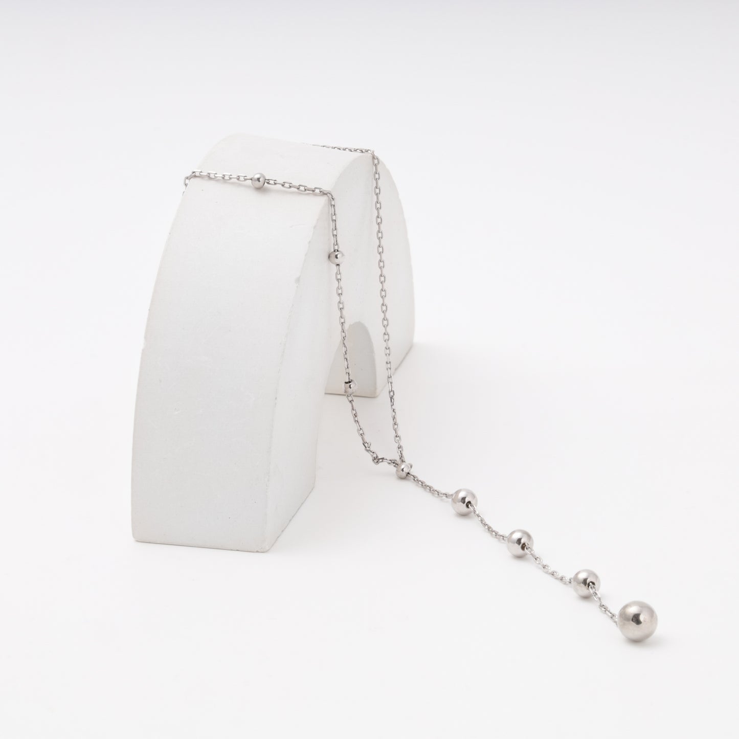 Silver 925 Rhodium Ball Chain Necklace Clasp Detail — Kabluchka