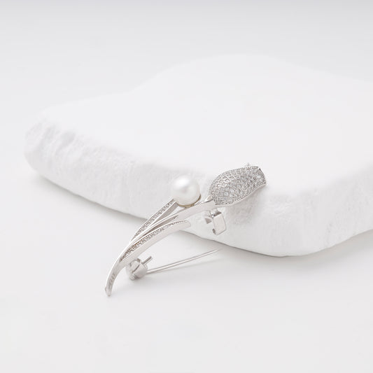 Silver 925 tulip brooch — back with pin fastening — Kabluchka