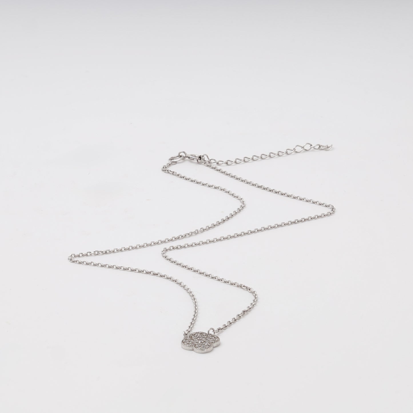 Silver 925 clover necklace, full chain with extender — Kabluchka