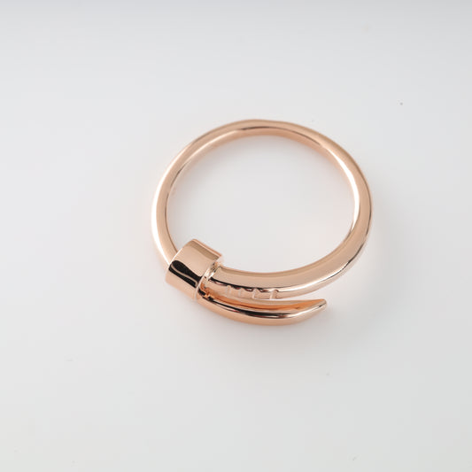 Rose Gold 14K (585) Nail Ring without inserts on a light gray background