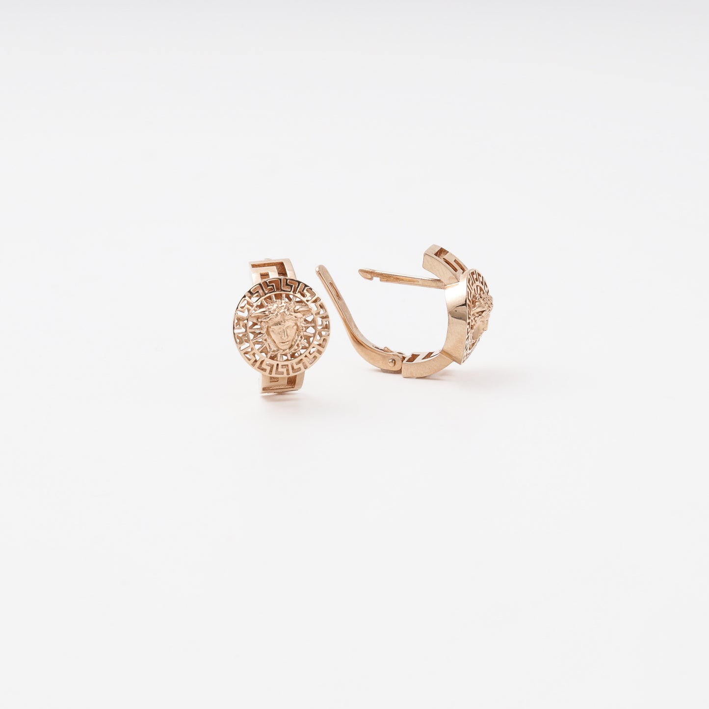 Rose gold 585 earrings with Medusa motif detail - Kabluchka