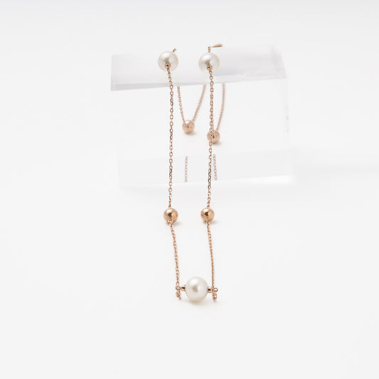 Rose Gold 585 Pearl Necklace Detail — Kabluchka