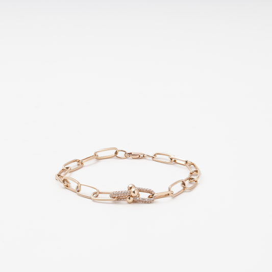 Gold 585 Chain Bracelet CZ Side View — Kabluchka