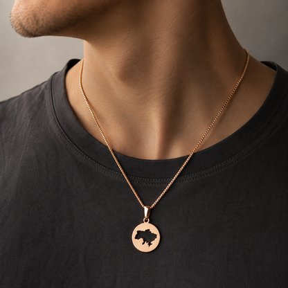 Ukraine map pendant styled on a man