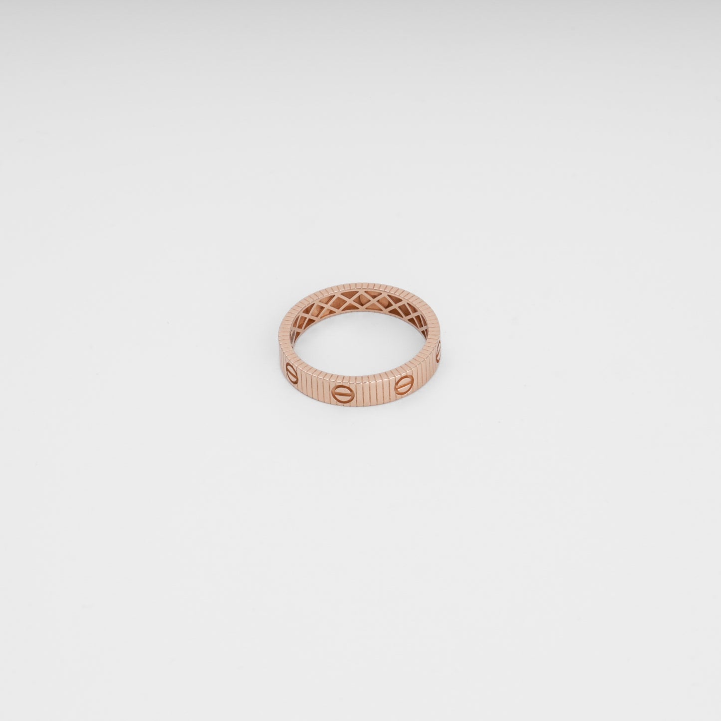 Rose gold ring with engraved screw motifs, modern band design, Ukrainian Jewelry, minimalist gold ring for women.