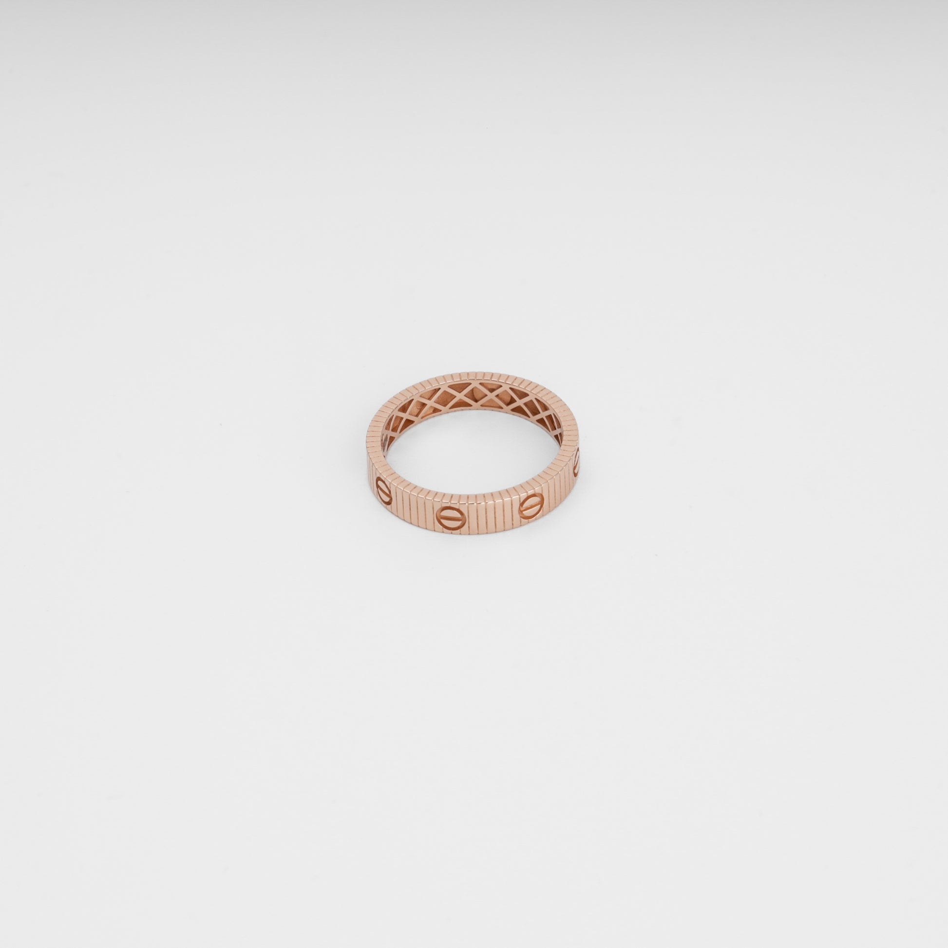 Rose gold ring with engraved screw motifs, modern band design, Ukrainian Jewelry, minimalist gold ring for women.