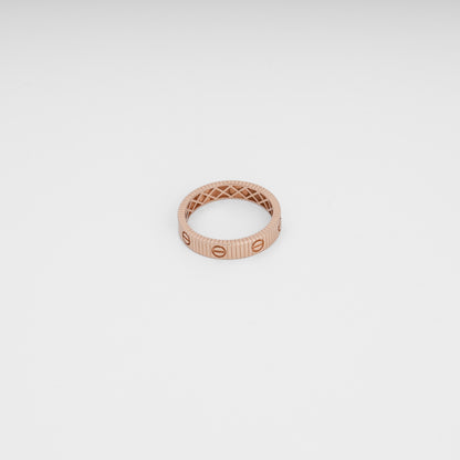 Rose gold ring with engraved screw motifs, modern band design, Ukrainian Jewelry, minimalist gold ring for women.