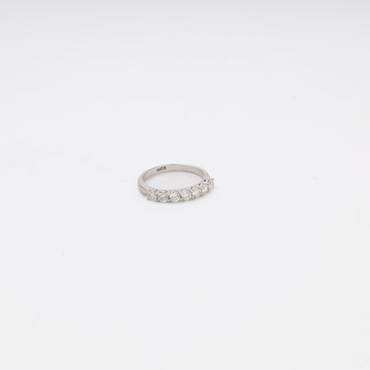 14K white gold seven-stone diamond ring angled view - Kabluchka jewelry