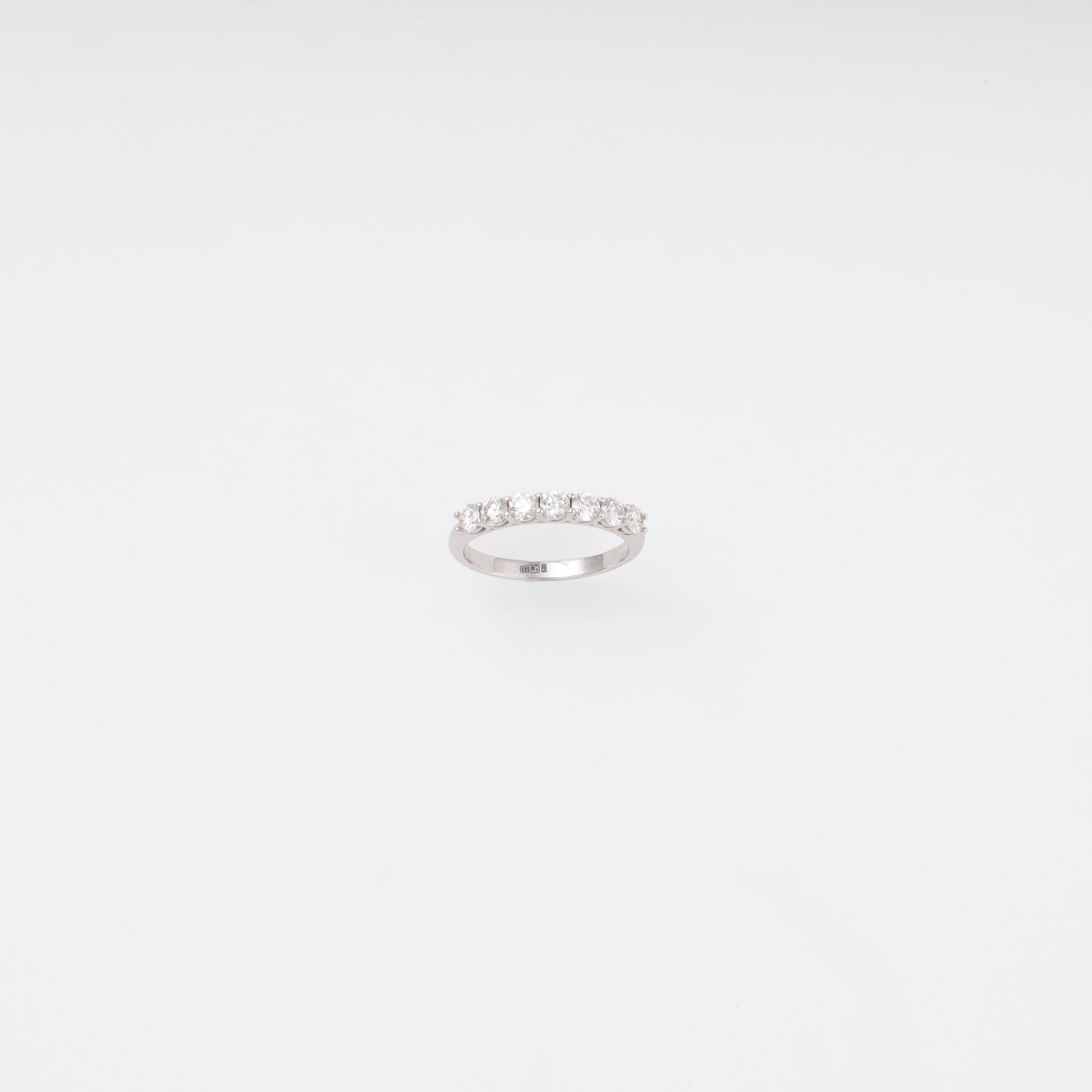 Seven-stone diamond ring 14K white gold front view - Kabluchka jewelry