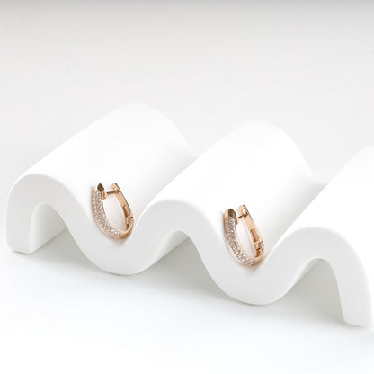 Rose Gold 14K double-row cubic zirconia earrings, product view 3 — Kabluchka