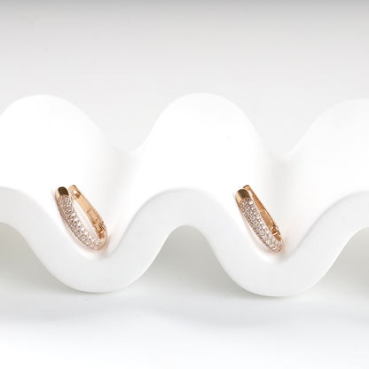 Rose Gold 14K double-row cubic zirconia earrings, product view 4 — Kabluchka