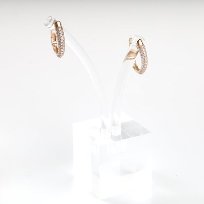 Rose Gold 14K double-row cubic zirconia earrings, product view 5 — Kabluchka