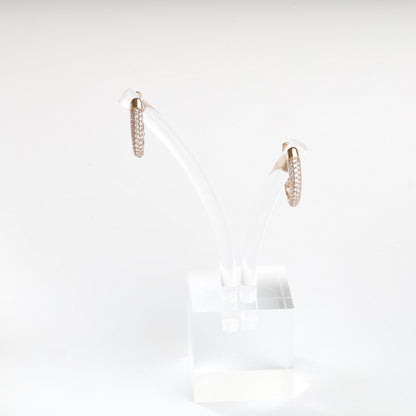 Rose Gold 14K double-row cubic zirconia earrings, product view 1 — Kabluchka