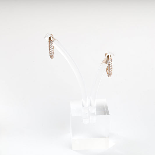 Rose Gold 14K double-row cubic zirconia earrings, product view 1 — Kabluchka