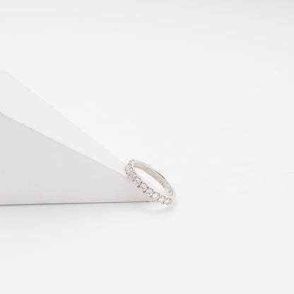 14K white gold ring with diamonds on triangular display prop - Kabluchka jewelry