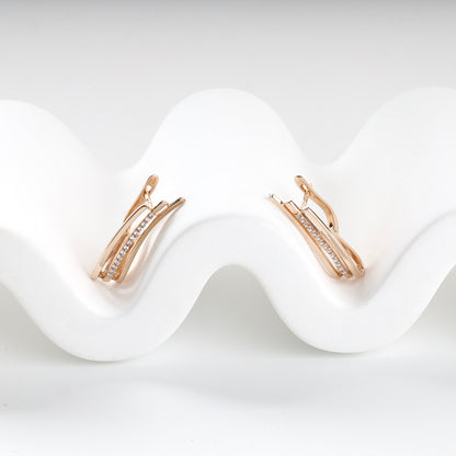14K rose gold geometric hoop earrings displayed as a pair