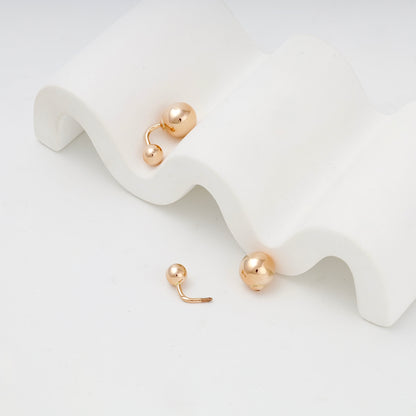 Rose gold double ball screw-back earrings side view — Kabluchka