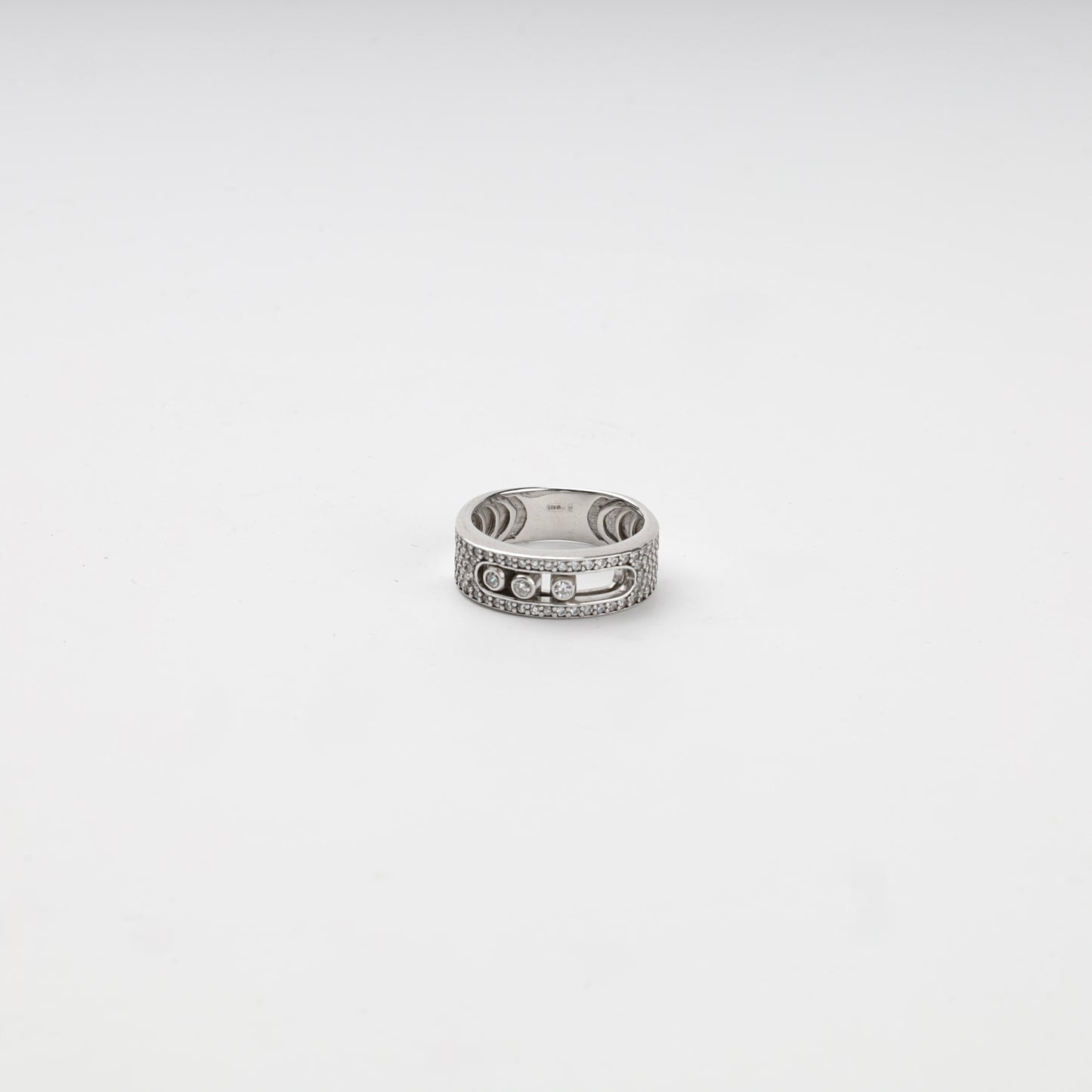 Silver 925 multi-row cubic zirconia ring, product view 3 — Kabluchka