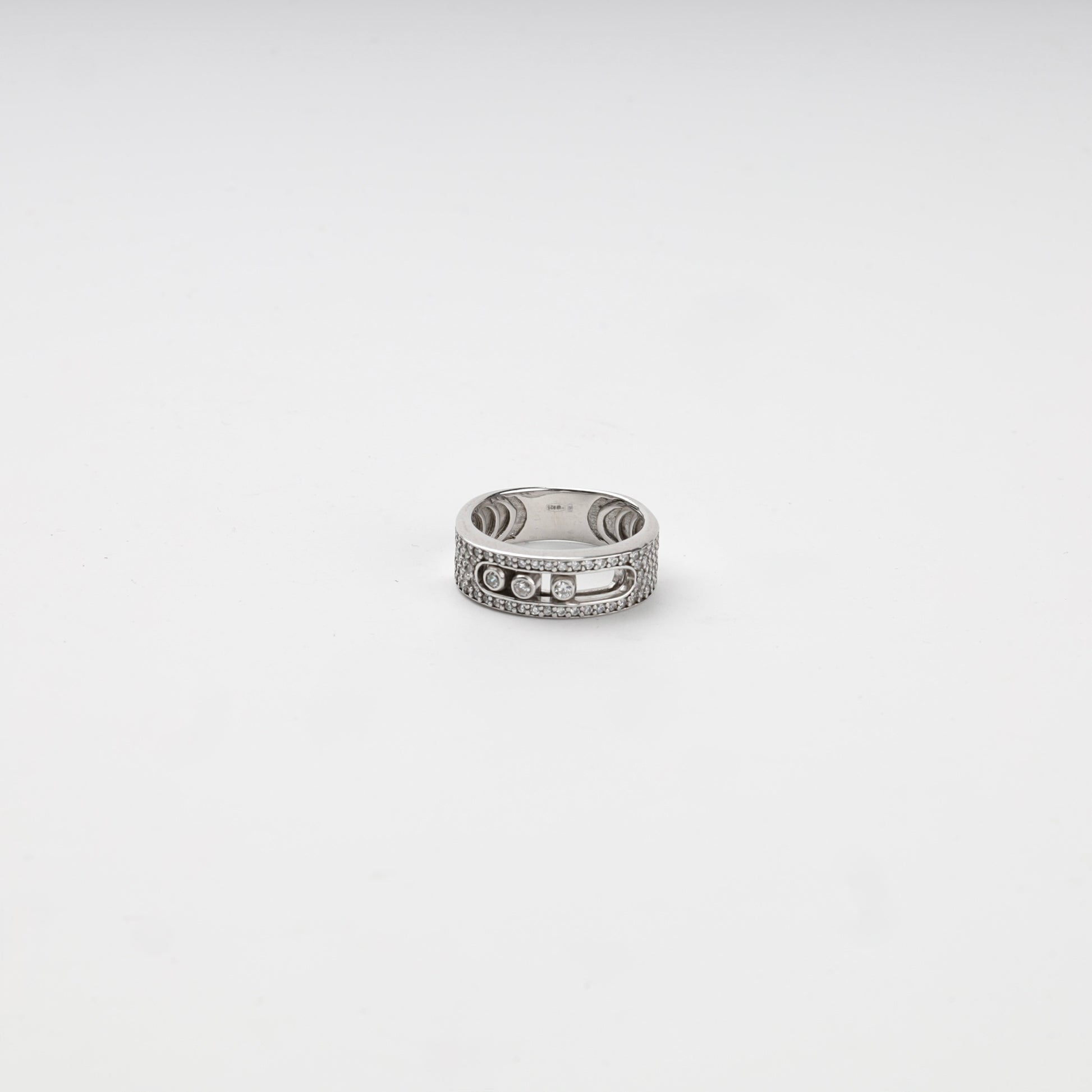 Silver 925 multi-row cubic zirconia ring, product view 3 — Kabluchka