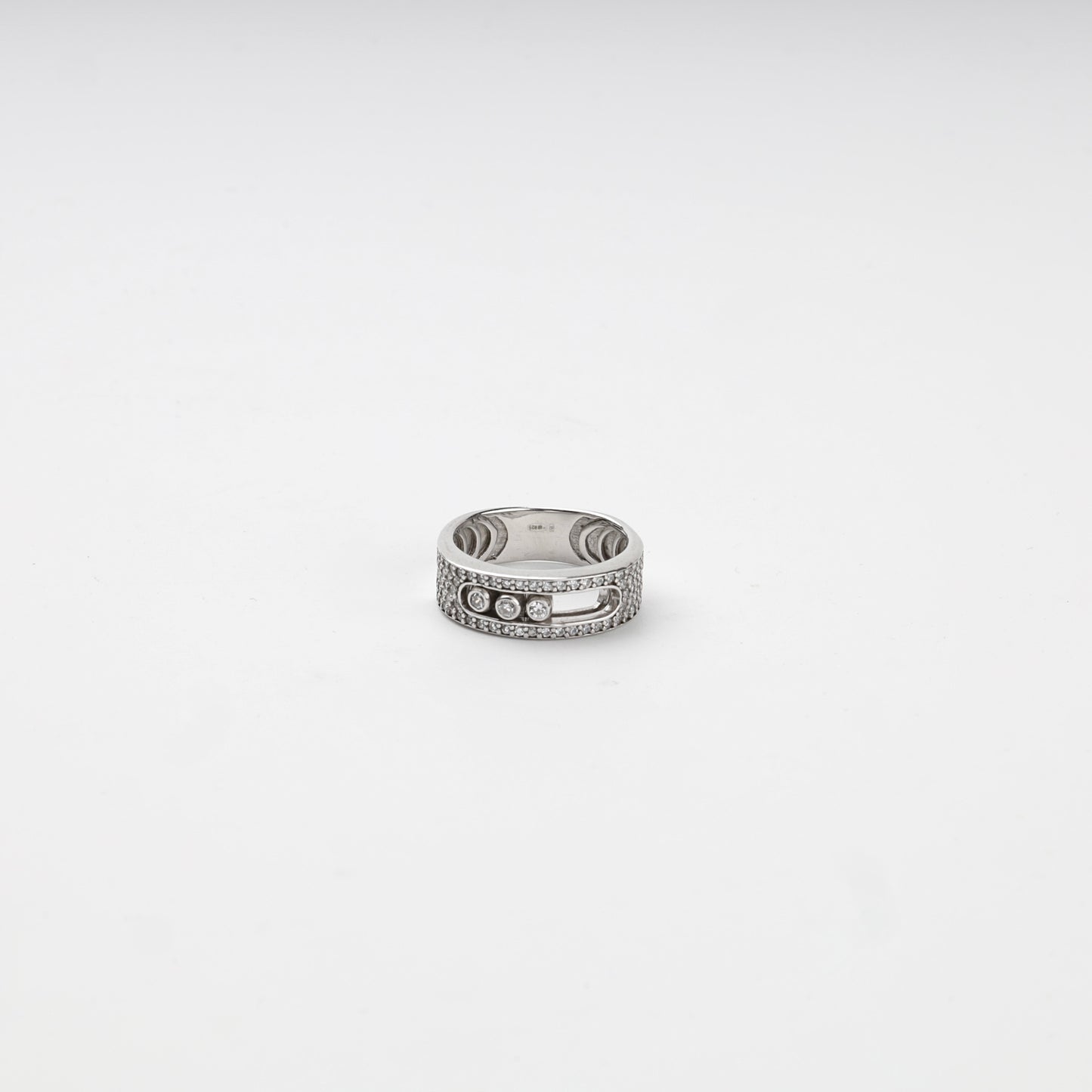 Silver 925 multi-row cubic zirconia ring, product view 4 — Kabluchka