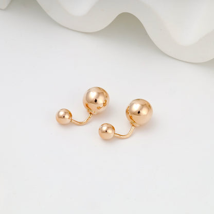 Rose gold double ball stud earrings — Kabluchka