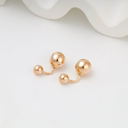 Rose gold double ball stud earrings — Kabluchka