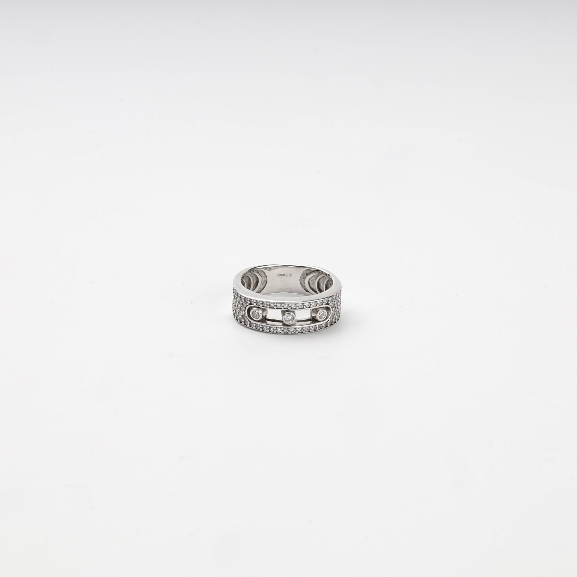 Silver 925 multi-row cubic zirconia ring, product view 1 — Kabluchka